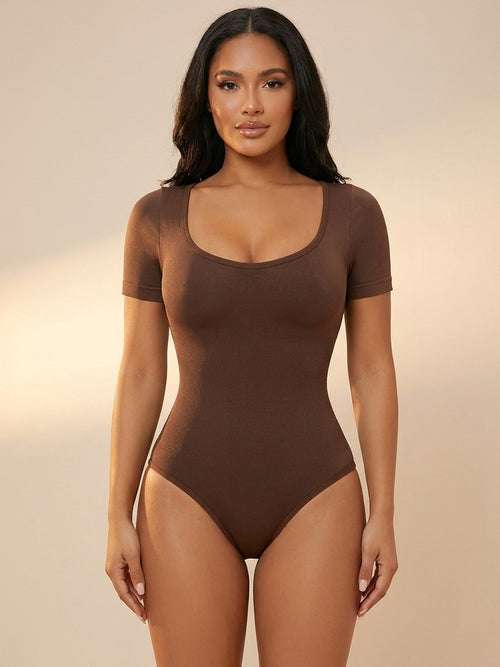 Short Sleeve Waist Corset Shapewear Thong Bodysuit