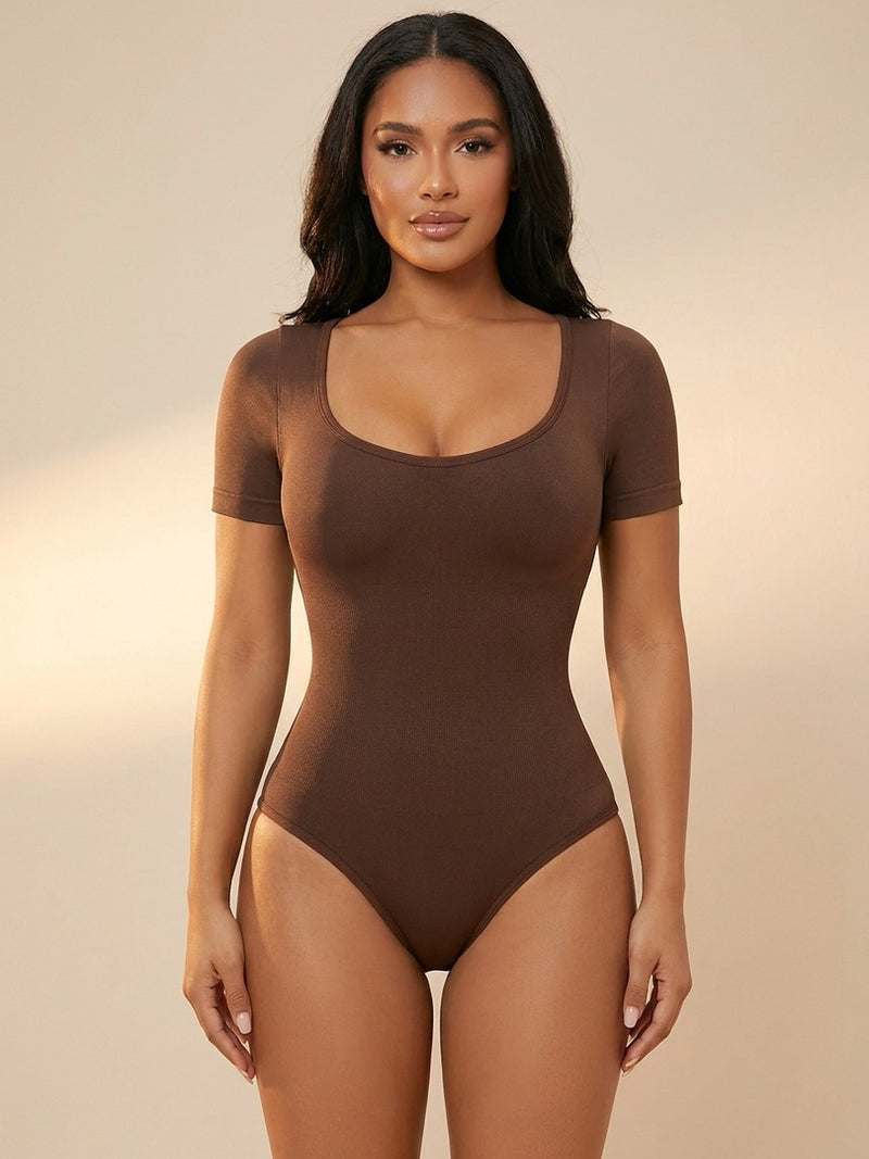 Short Sleeve Waist Corset Shapewear Thong Bodysuit