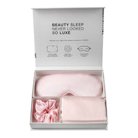 4-Piece Silk Sleep Set — Pillowcase, Eye Mask & Scrunchies Gift Box - view 8 | Bella Femina