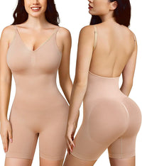 Open Back Seamless Waist Shaping Bodysuit - Plus Size