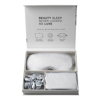 4-Piece Silk Sleep Set — Pillowcase, Eye Mask & Scrunchies Gift Box - view 7 | Bella Femina