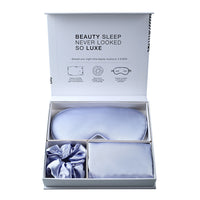 4-Piece Silk Sleep Set — Pillowcase, Eye Mask & Scrunchies Gift Box - view 12 | Bella Femina