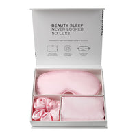 4-Piece Silk Sleep Set — Pillowcase, Eye Mask & Scrunchies Gift Box - view 6 | Bella Femina