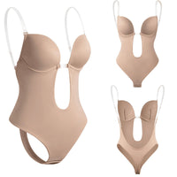 Deep V Backless Body Shaper — Invisible Bra Bodysuit for Evening Wear - view 2 | Bella Femina