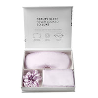 4-Piece Silk Sleep Set — Pillowcase, Eye Mask & Scrunchies Gift Box - view 10 | Bella Femina
