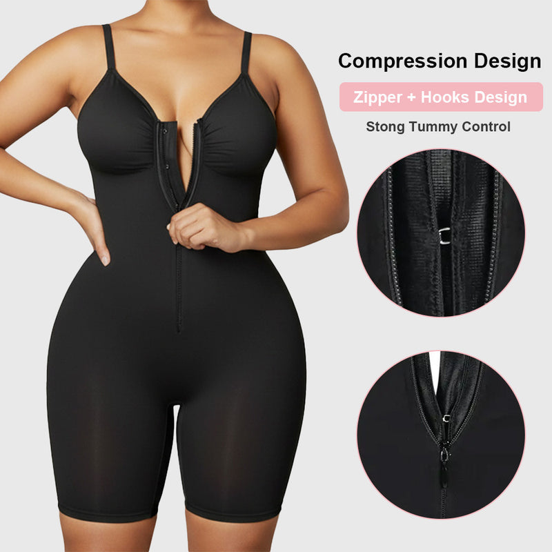 Zipper Shapewear Bodysuit for Women - Yoga & Sports Full Body Shaper