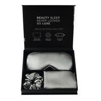 4-Piece Silk Sleep Set — Pillowcase, Eye Mask & Scrunchies Gift Box - view 9 | Bella Femina
