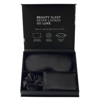 4-Piece Silk Sleep Set — Pillowcase, Eye Mask & Scrunchies Gift Box - view 4 | Bella Femina