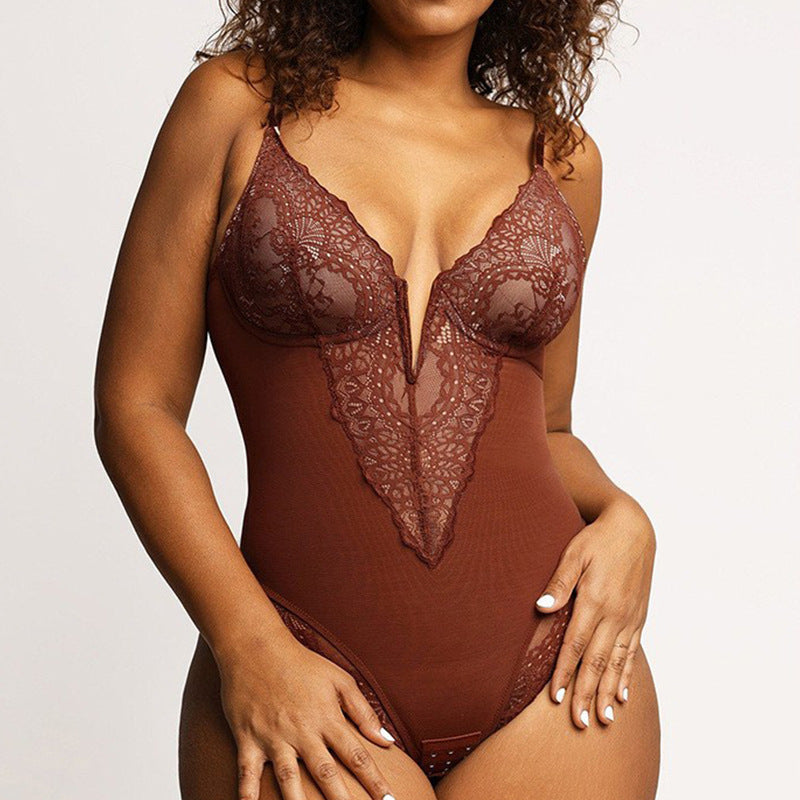 Lace-Detail Sculpting Bodysuit — Wireless Lift & Tummy Shaping - view 1 | Bella Femina