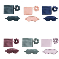 4-Piece Silk Sleep Set — Pillowcase, Eye Mask & Scrunchies Gift Box - view 2 | Bella Femina
