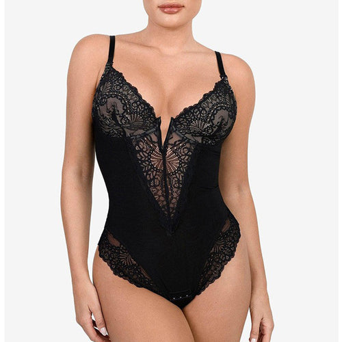 Lace-Detail Sculpting Bodysuit — Wireless Lift & Tummy Shaping - view 2 | Bella Femina