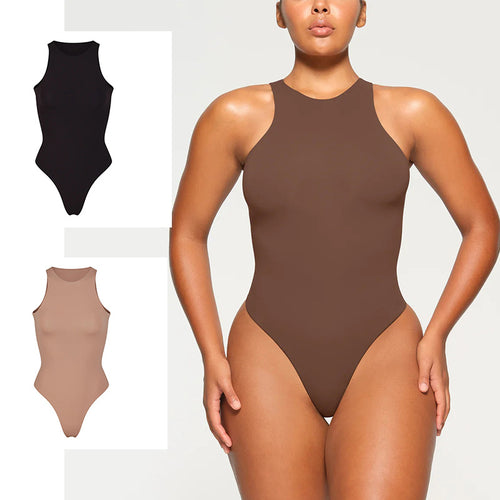 Seamless Yoga Bodysuit — Short-Sleeve Full-Body Activewear Jumpsuit - view 1 | Bella Femina