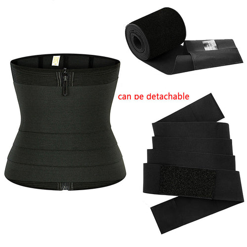 Zipper Waist Trainer with Detachable Straps - Sports Shaping Corset Belt