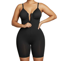 Zipper Front Full Body Shaper Bodysuit with Straps