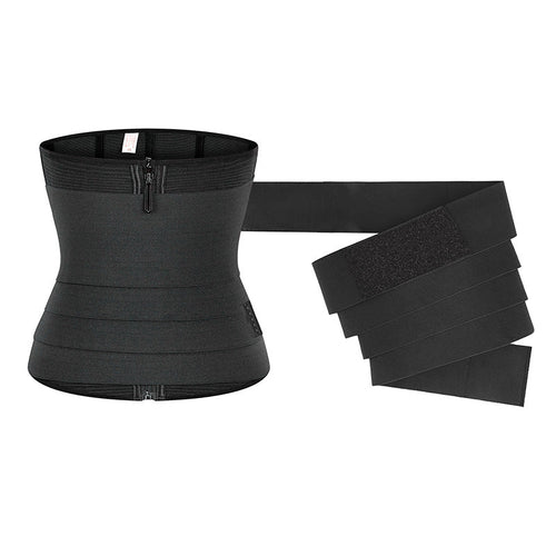 Zipper Waist Trainer with Detachable Straps - Sports Shaping Corset Belt