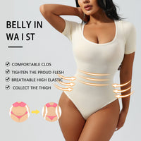 Short Sleeve Waist Corset Shapewear Thong Bodysuit