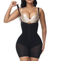 Contour Sculpting Bodysuit with Lace Trim — Adjustable Full-Body Shaper - view 1 | Bella Femina