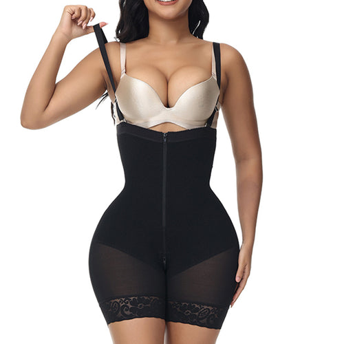 Contour Sculpting Bodysuit with Lace Trim — Adjustable Full-Body Shaper - view 1 | Bella Femina