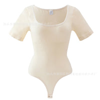Short Sleeve Waist Corset Shapewear Thong Bodysuit